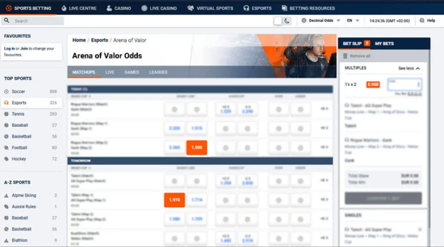 Bảng tỉ lệ kèo cược phổ biến tại Liên Quân Mobile